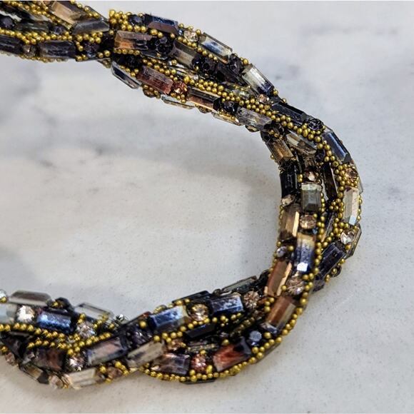Sparkle Chunky Beaded Bracelet Gold Gray Black Magnetic Closure NEW - Picture 6 of 6
